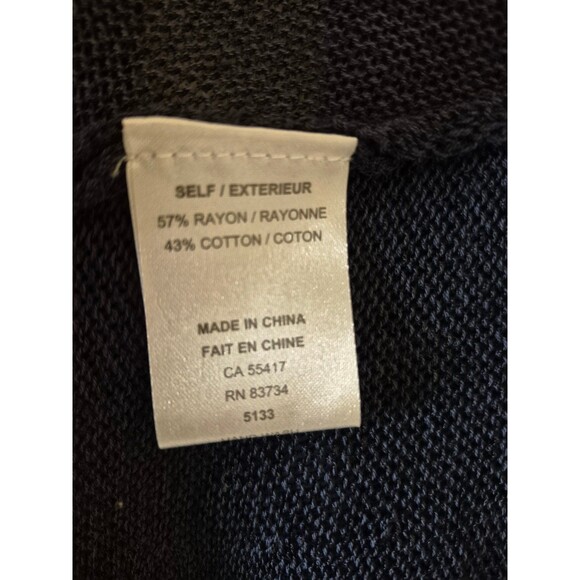 Linea Domani Duster Sweater Cardigan High Low Sleeveless Sweater Navy Blue Sz L - Picture 6 of 6